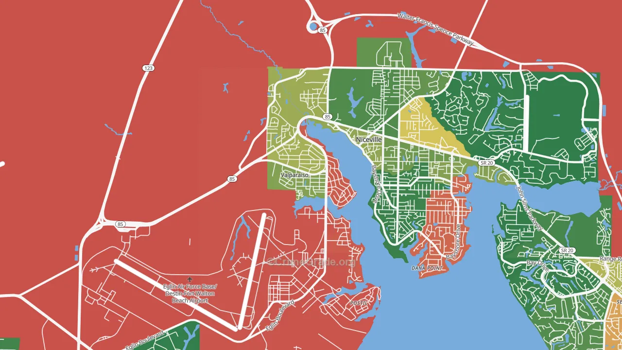 Valparaiso, FL Map of Assault Rates