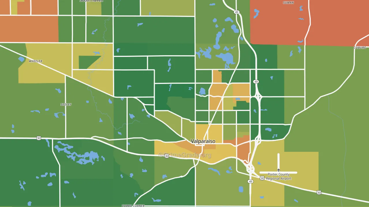 Valparaiso, IN Map of Assault Rates