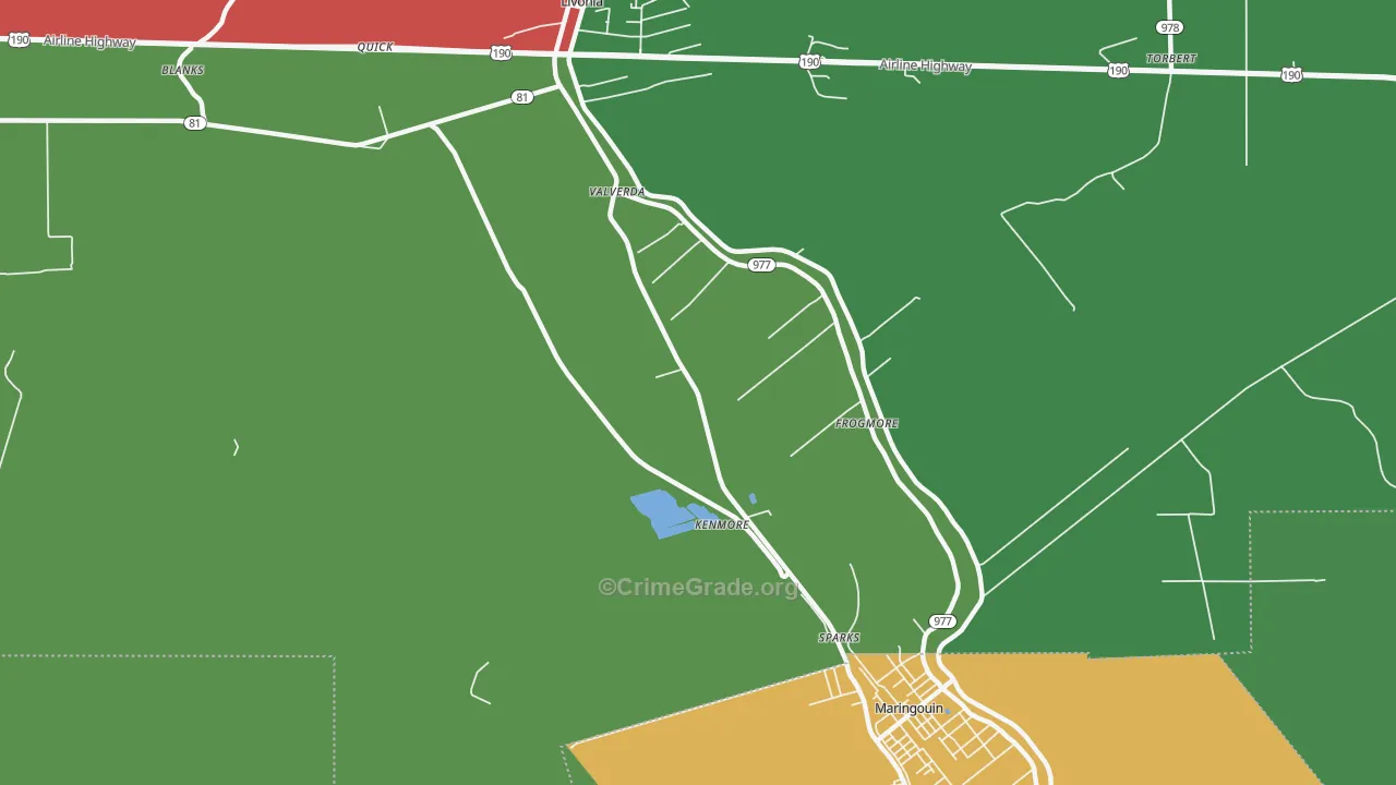 Valverda, LA Map of Assault Rates