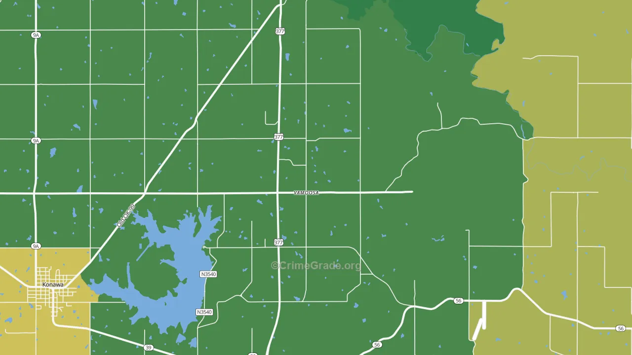 Vamoosa, OK Map of Assault Rates