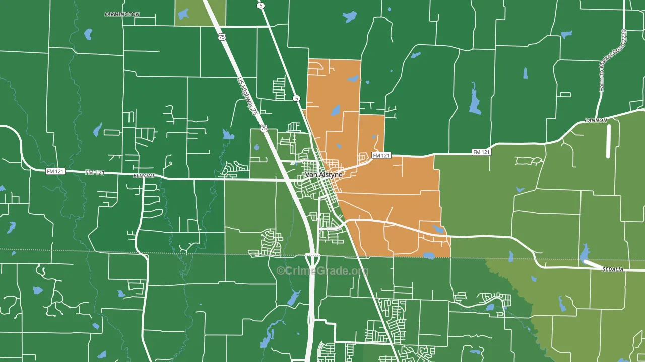 Van Alstyne, TX Map of Assault Rates