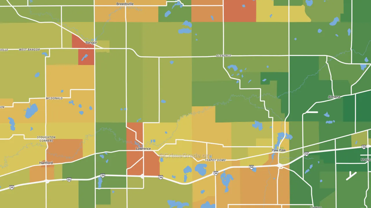 Van Buren County, MI Map of Assault Rates