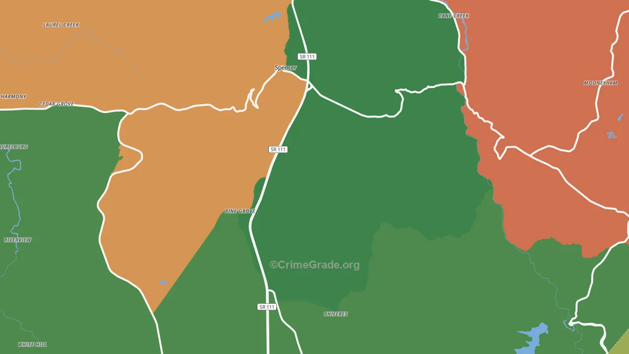 Van Buren County, TN Map of Assault Rates