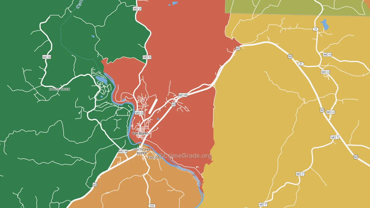 Van Buren, MO Map of Assault Rates