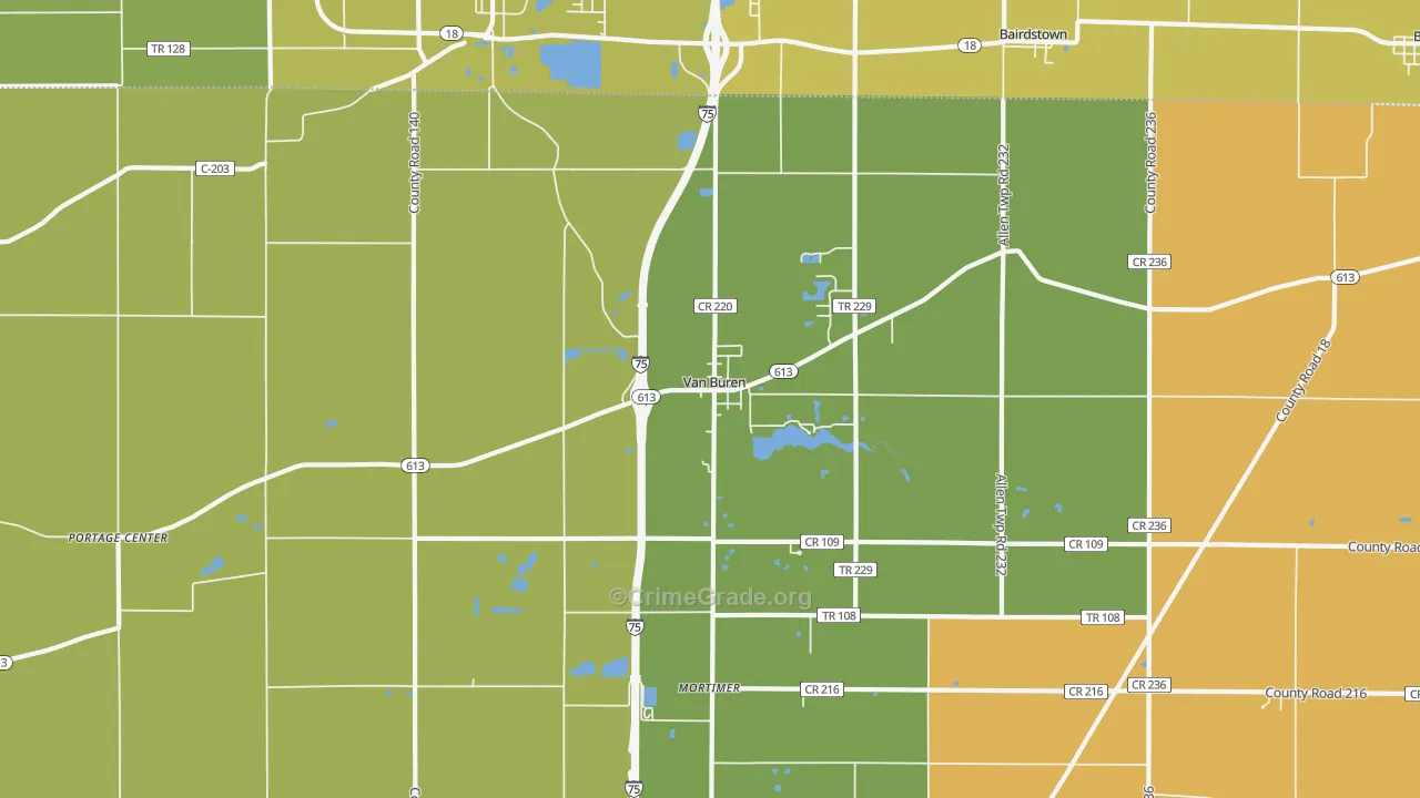 Van Buren, OH Map of Assault Rates