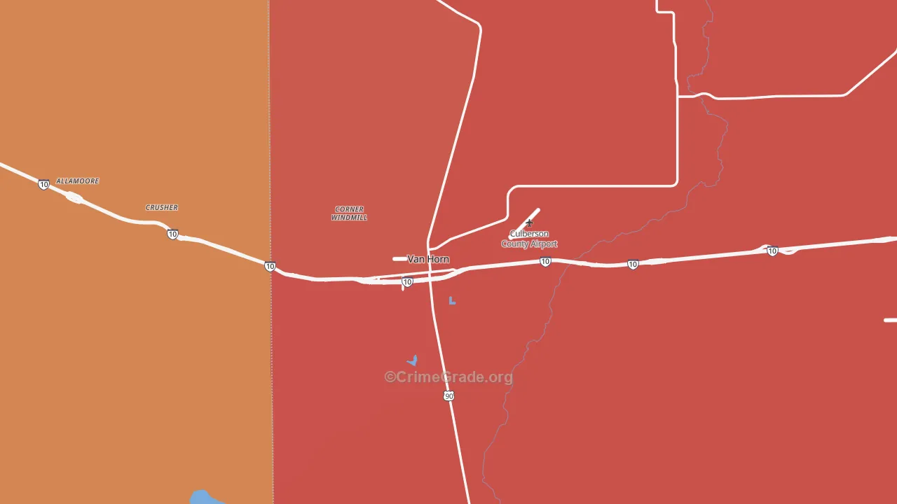 Van Horn, TX Map of Assault Rates