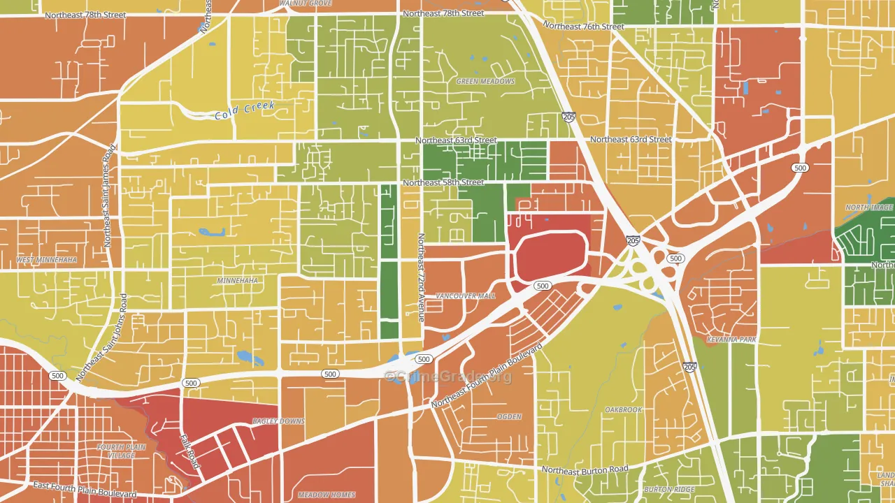Van Mall, Vancouver, WA Map of Assault Rates