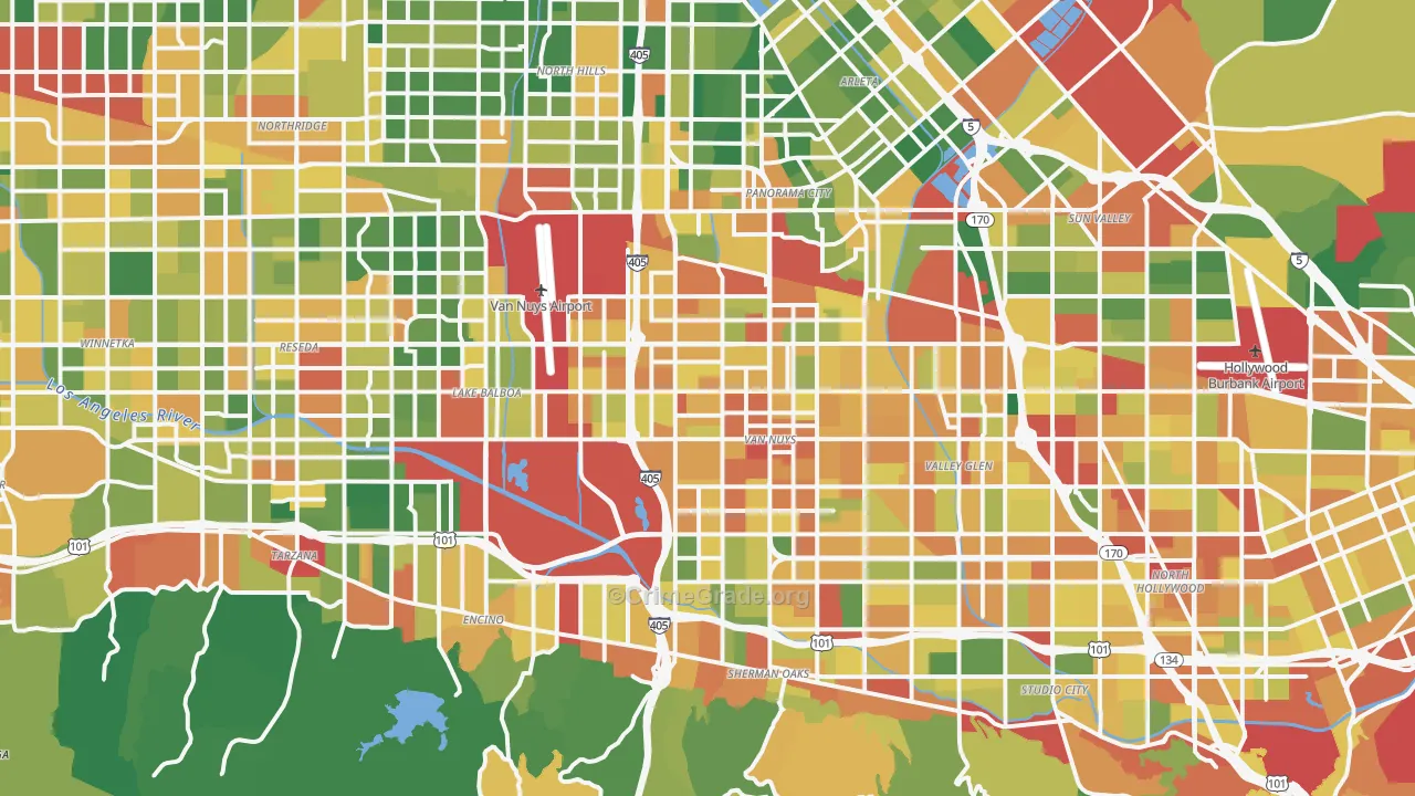 Van Nuys, CA Map of Assault Rates