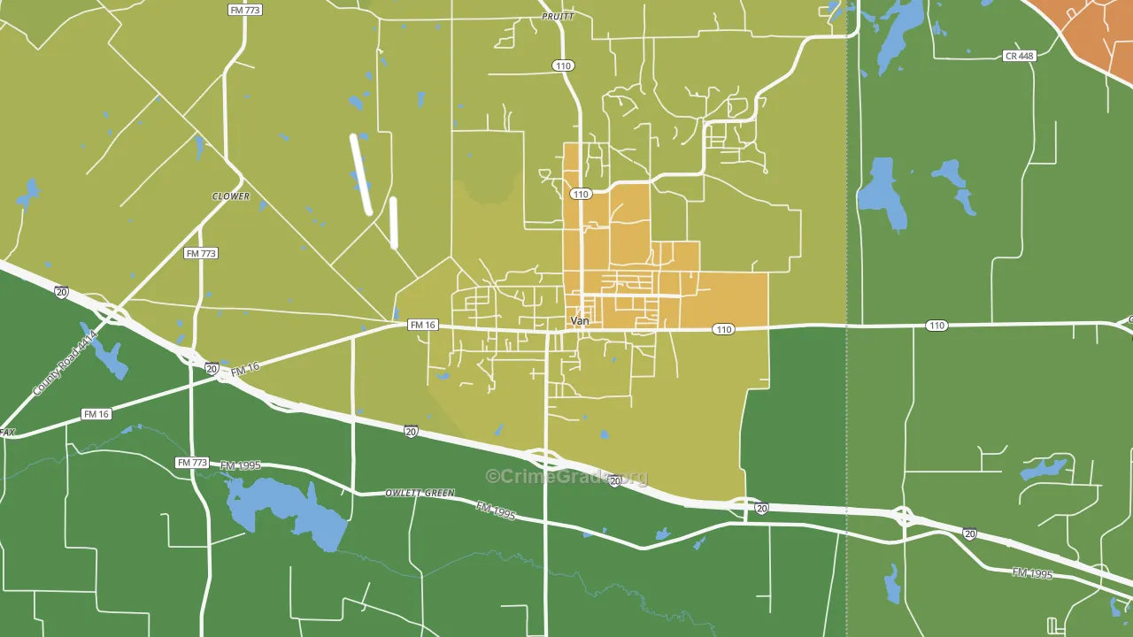 Van, TX Map of Assault Rates