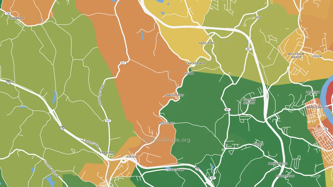 Van Voorhis, PA Map of Assault Rates