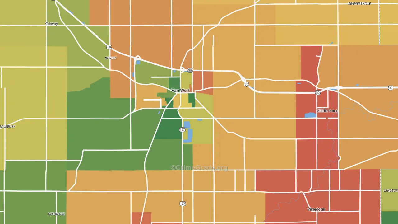 Van Wert County, OH Map of Assault Rates