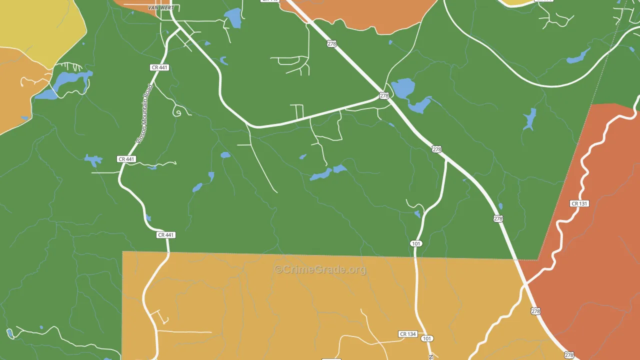 Van Wert, GA Map of Assault Rates
