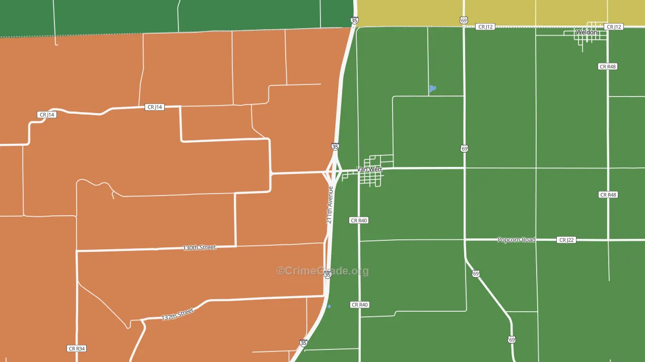 Van Wert, IA Map of Assault Rates