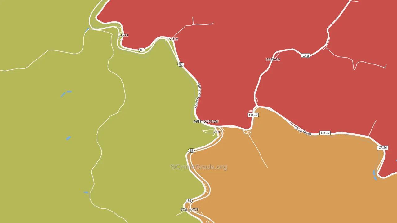 Van, WV Map of Assault Rates