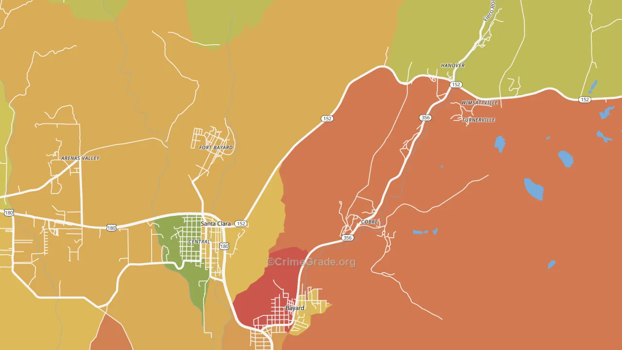 Vanadium, NM Map of Assault Rates