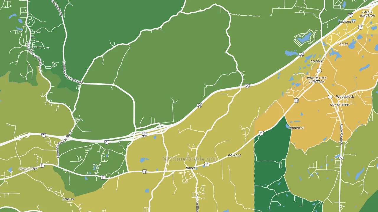Vance, AL Map of Assault Rates