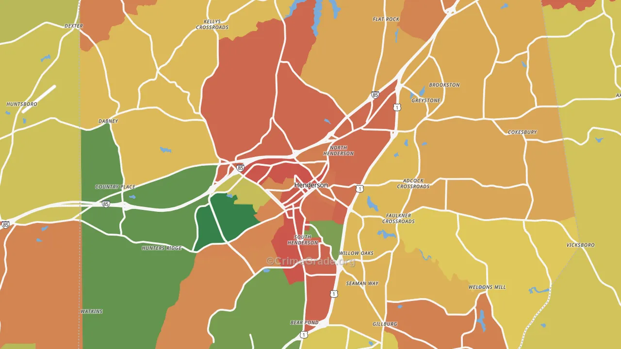 Vance County, NC Map of Assault Rates