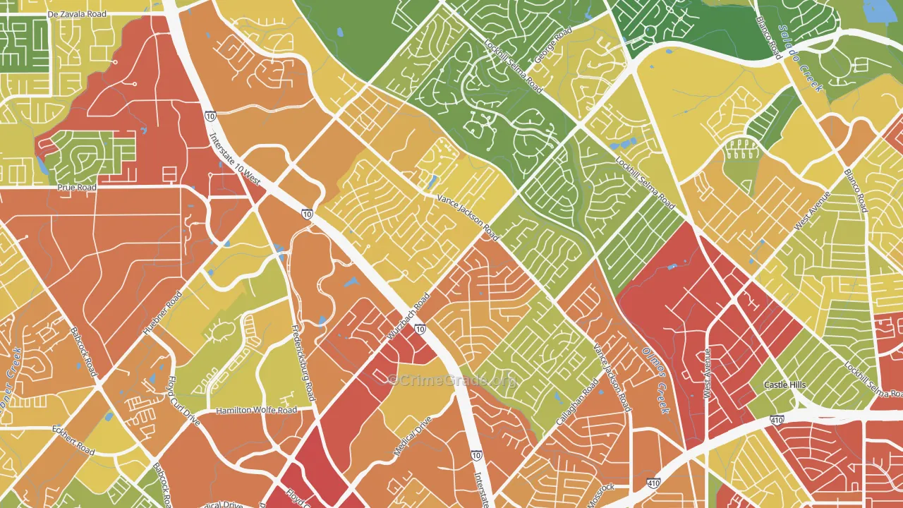 Vance Jackson, San Antonio, TX Map of Assault Rates