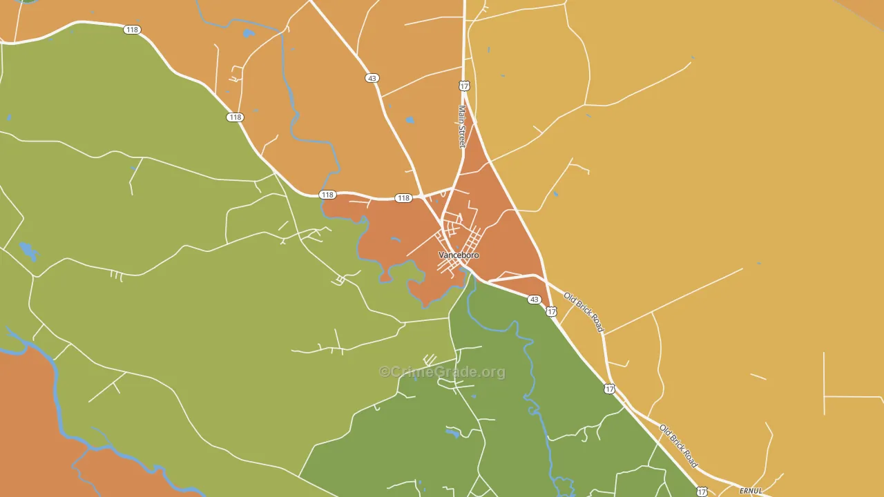 Vanceboro, NC Map of Assault Rates