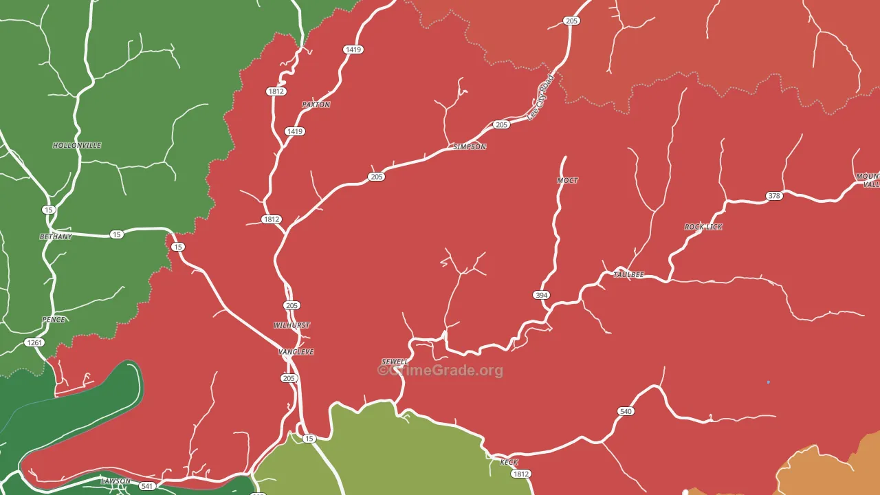 Vancleve, KY Map of Assault Rates