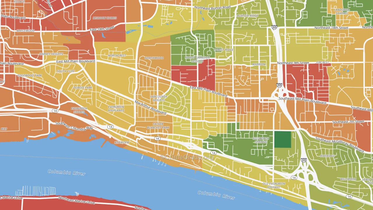 Vancouver Heights, Vancouver, WA Map of Assault Rates