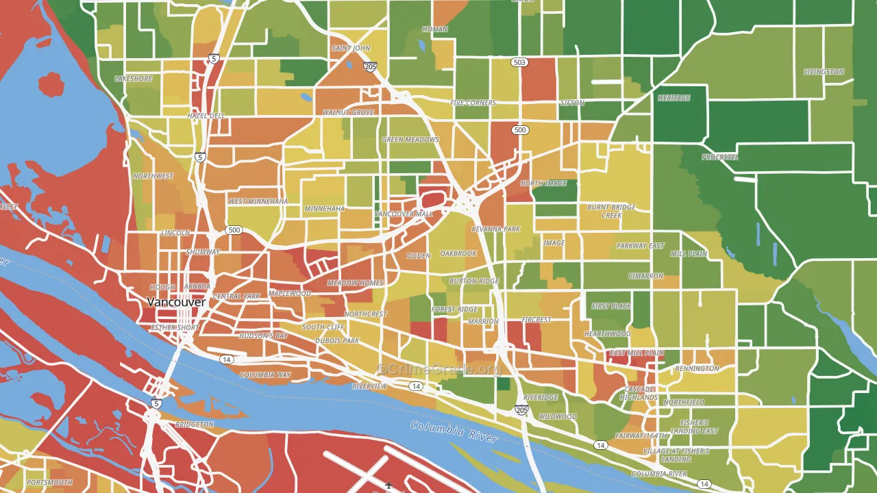 Vancouver, WA Map of Assault Rates