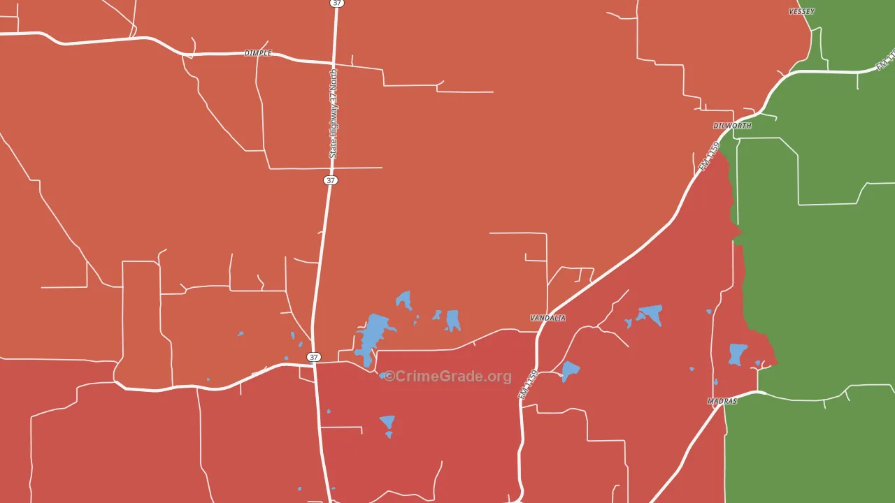 Vandalia, TX Map of Assault Rates