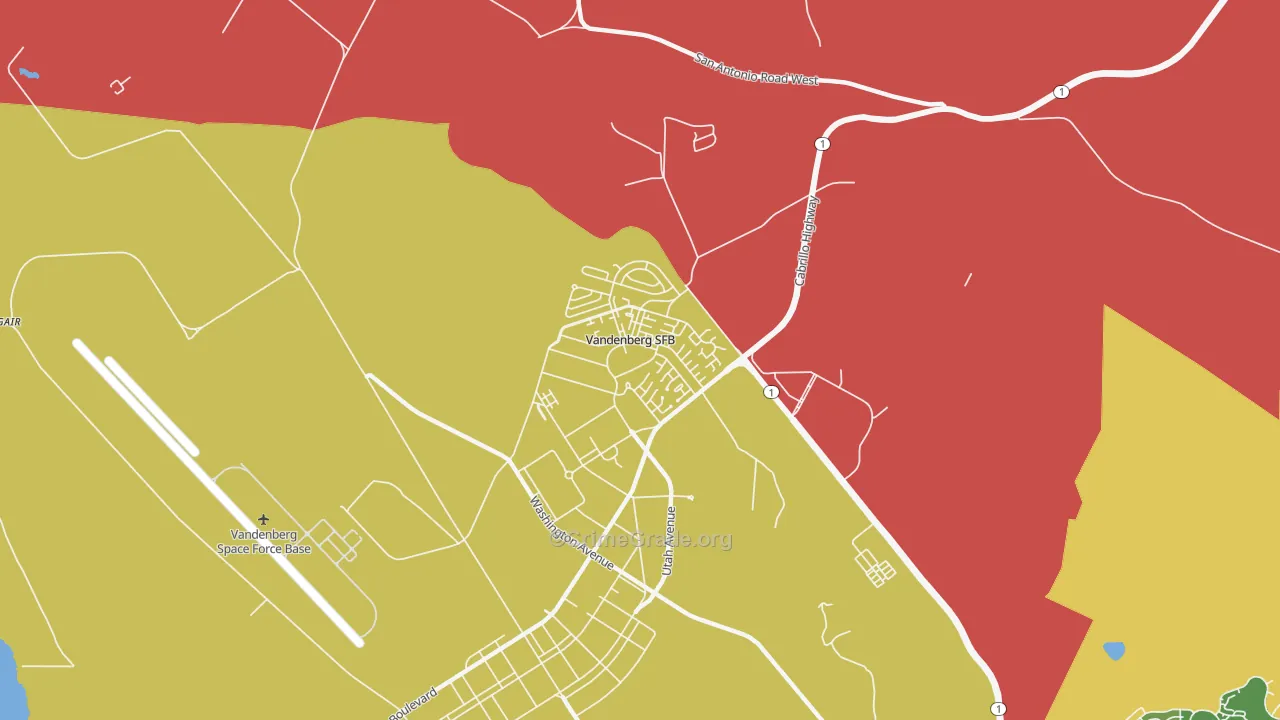 Vandenberg AFB, CA Map of Assault Rates