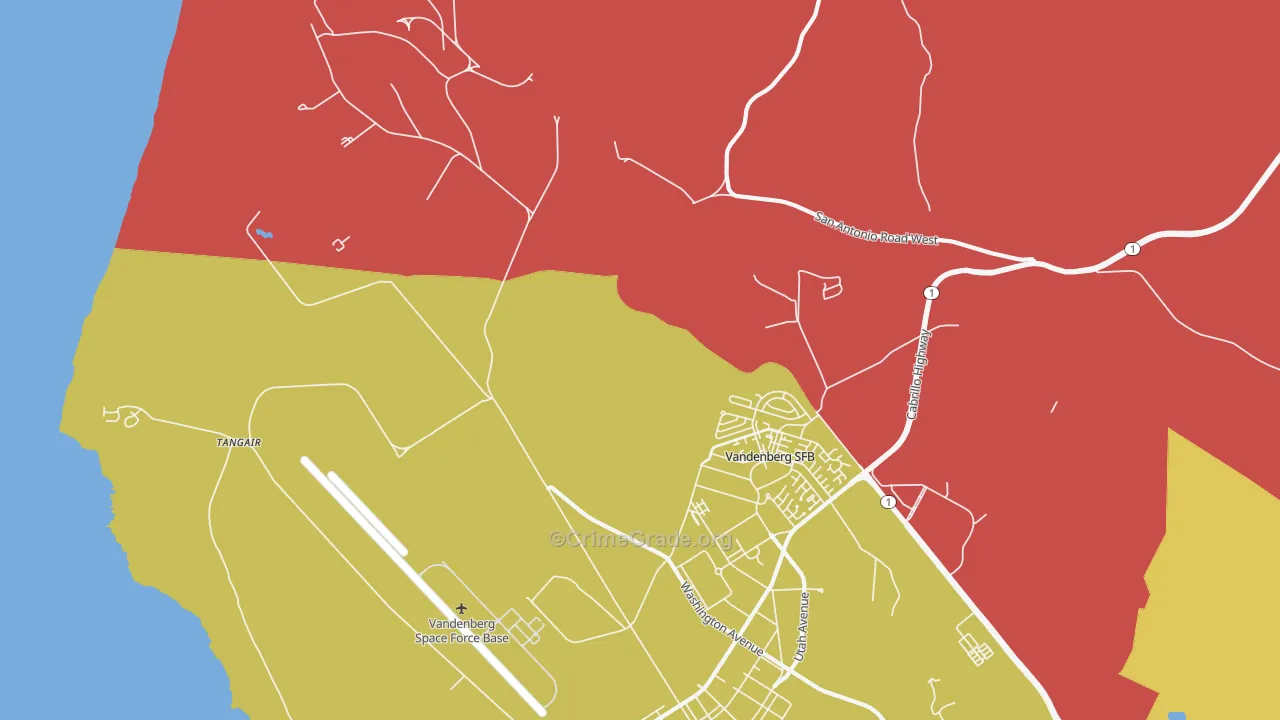 Vandenberg Air Force Base, CA Map of Assault Rates