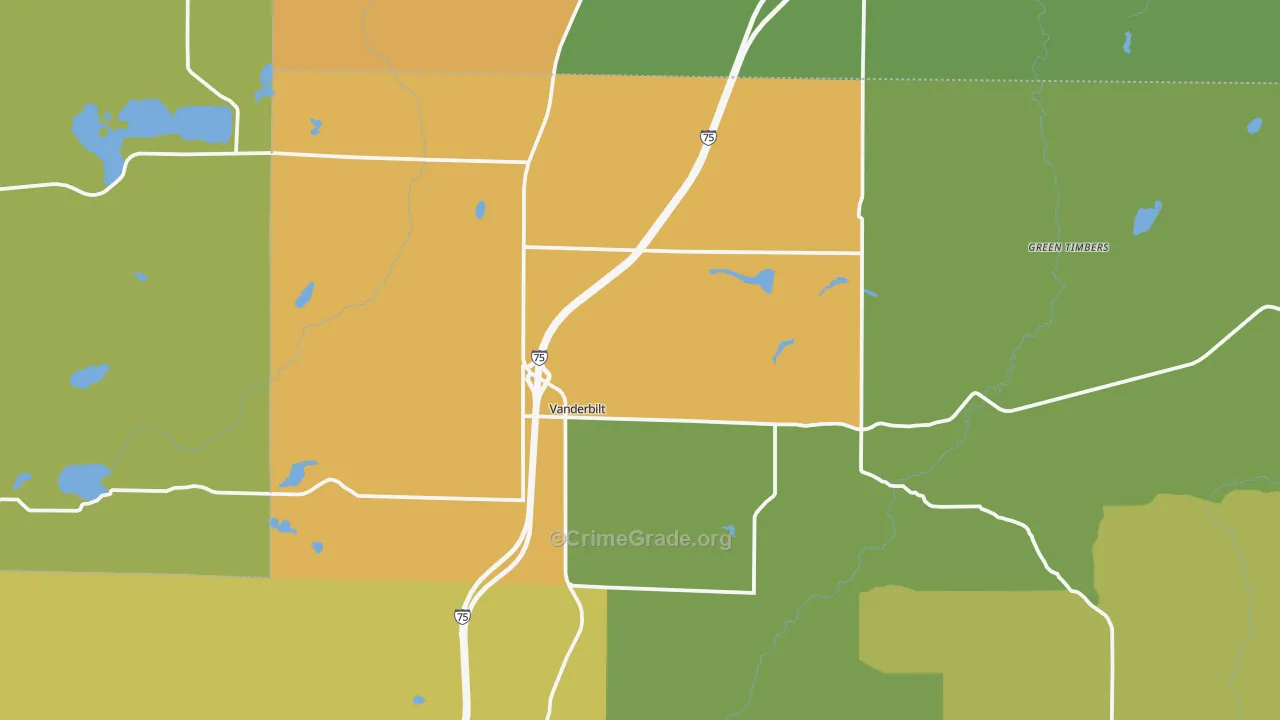 Vanderbilt, MI Map of Assault Rates