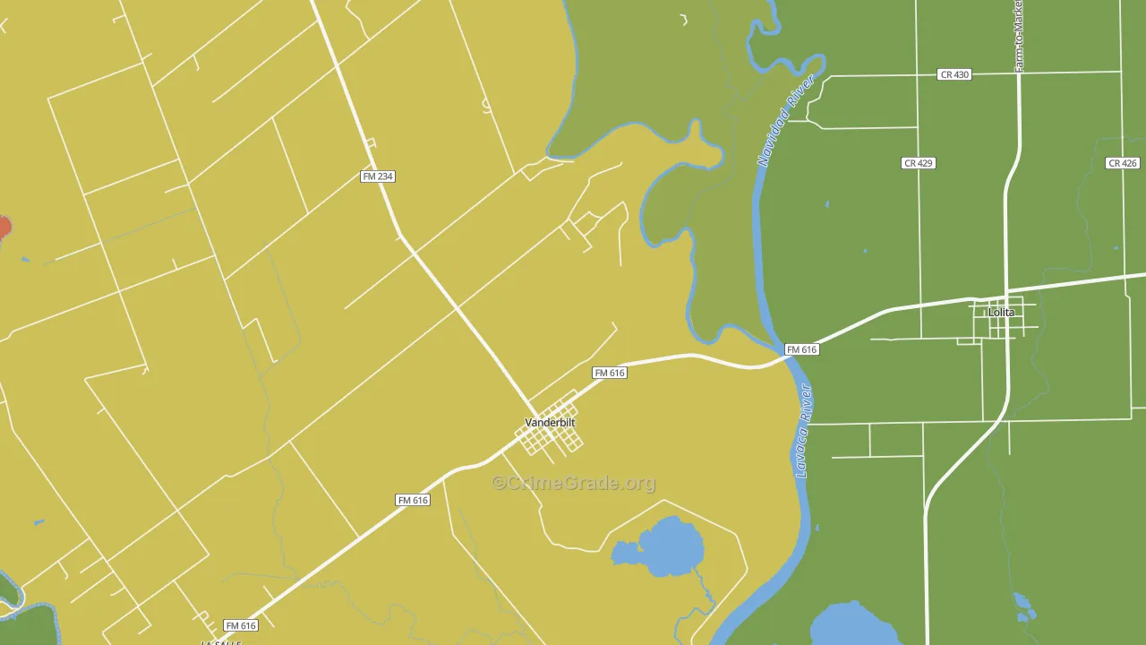 Vanderbilt, TX Map of Assault Rates