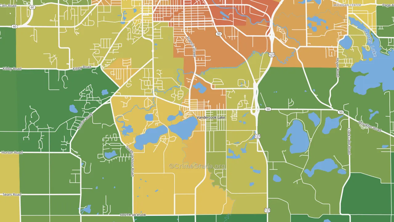 Vandercook Lake, MI Map of Assault Rates
