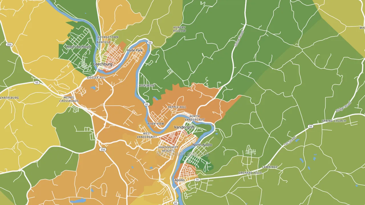Vandergrift, PA Map of Assault Rates