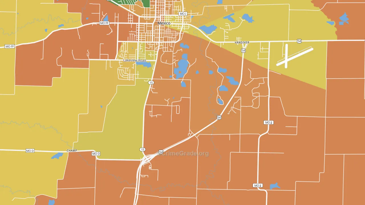 Vandiver, MO Map of Assault Rates