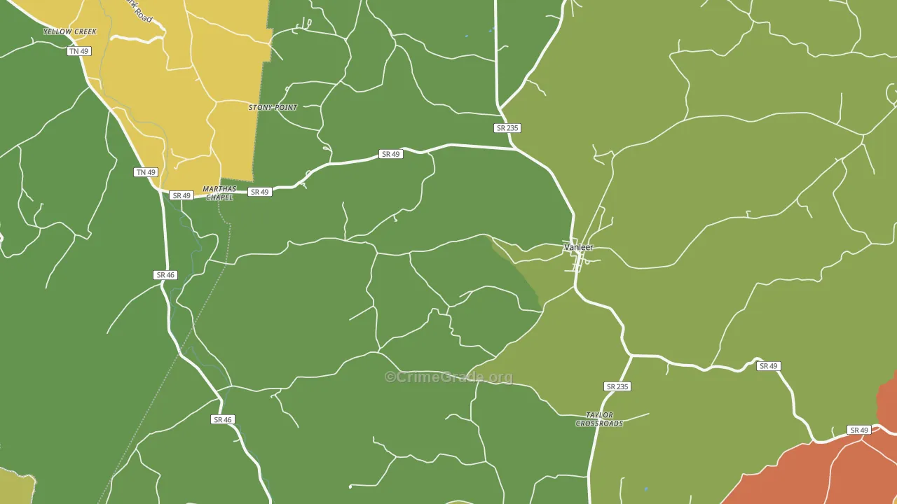 Vanleer, TN Map of Assault Rates