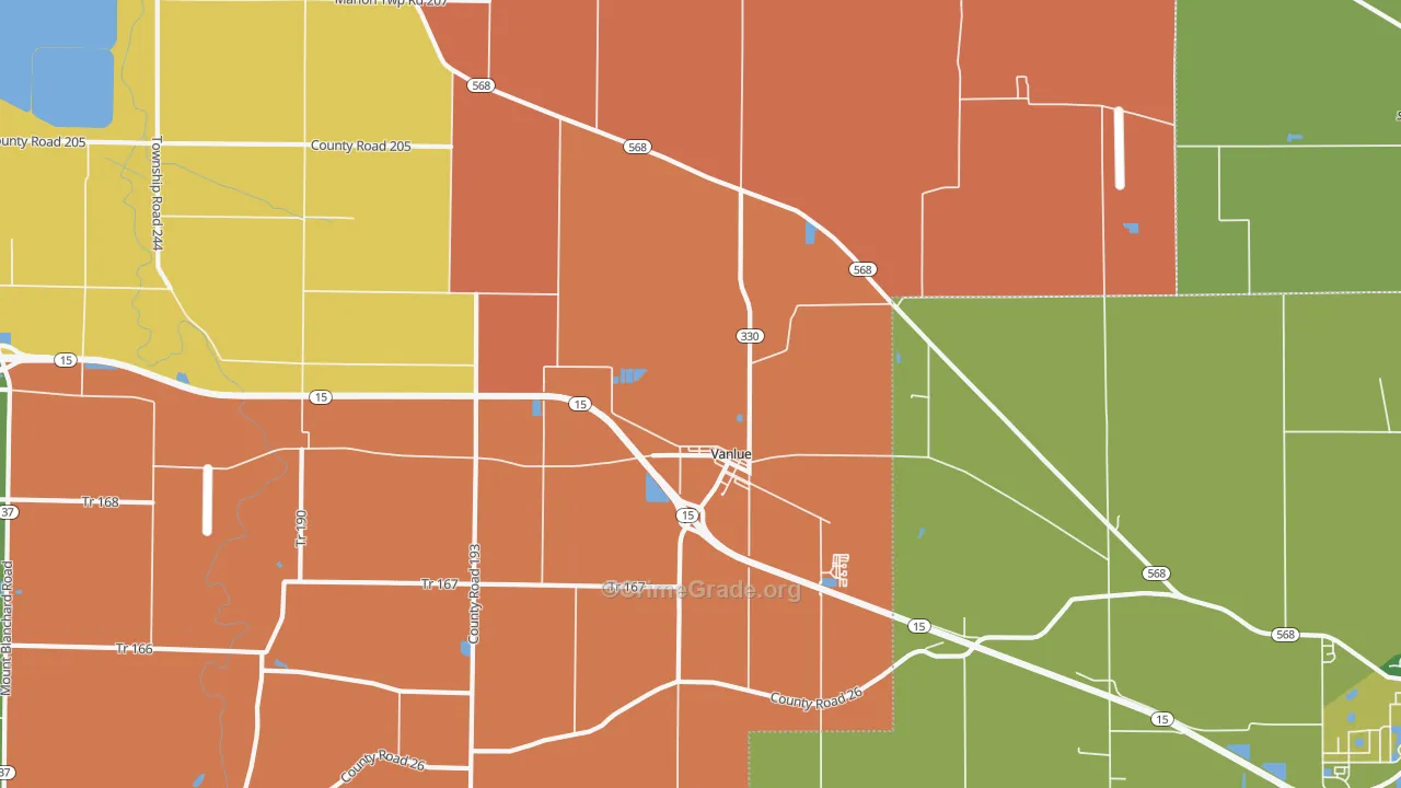 Vanlue, OH Map of Assault Rates