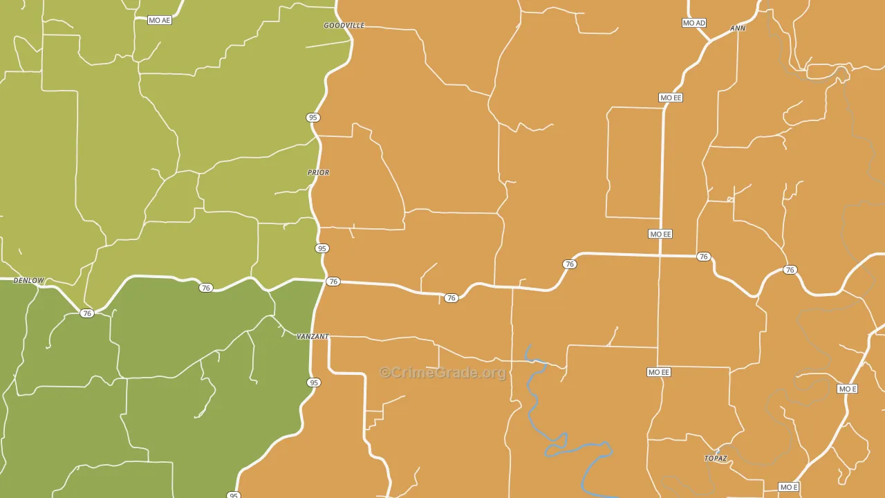 Vanzant, MO Map of Assault Rates