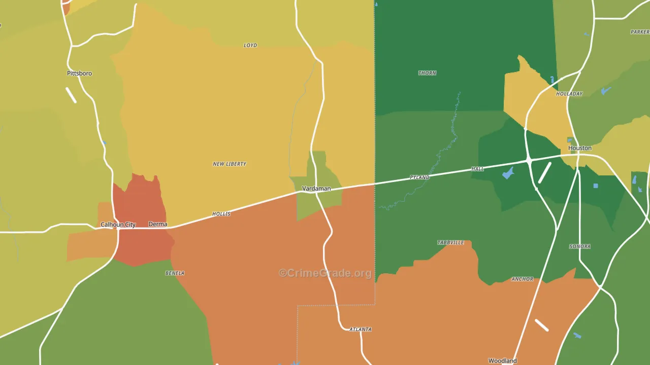 Vardaman, MS Map of Assault Rates