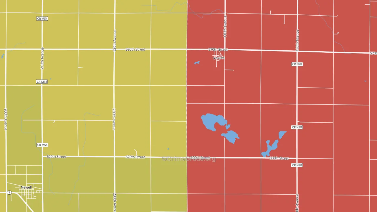 Varina, IA Map of Assault Rates