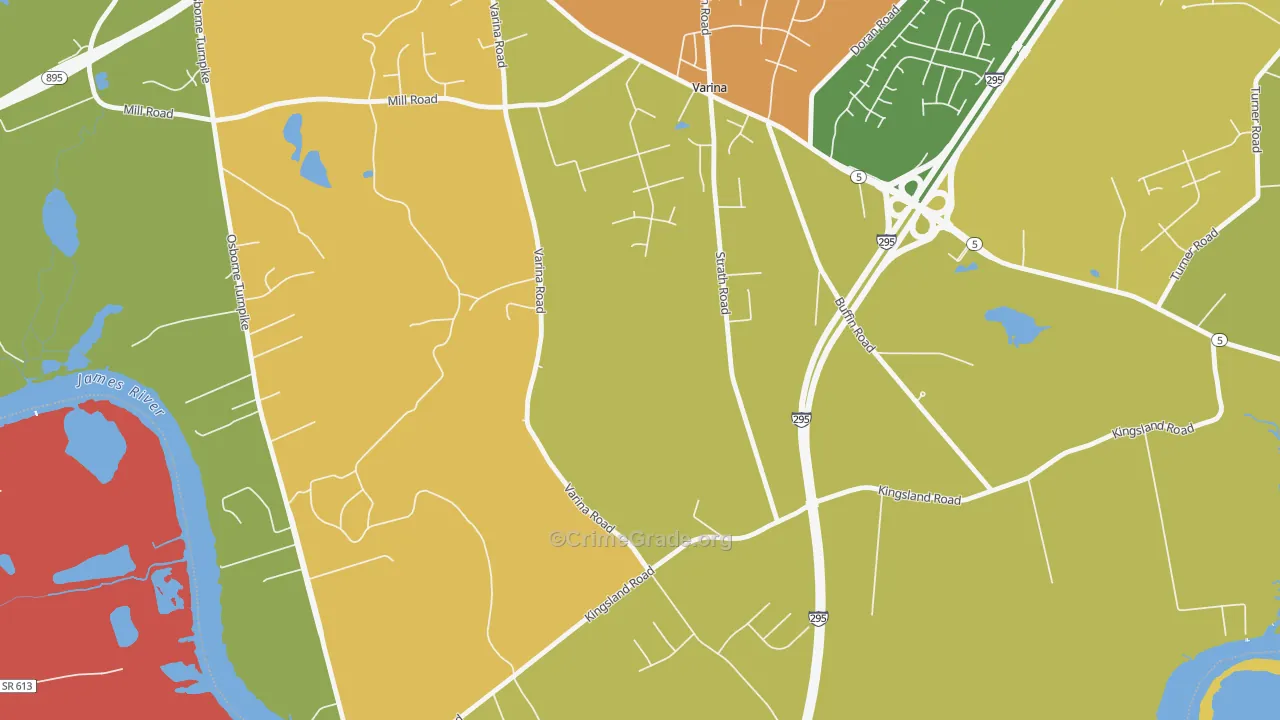 Varina, VA Map of Assault Rates
