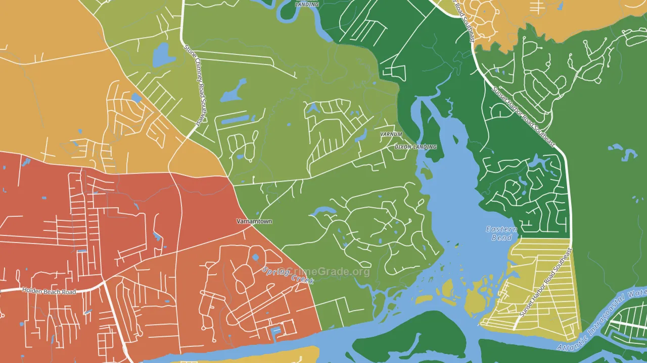 Varnamtown, NC Map of Assault Rates