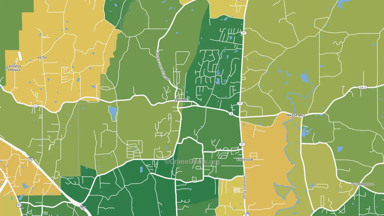 Varnell, GA Map of Assault Rates