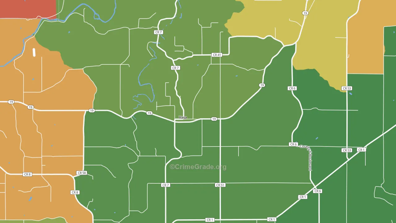 Vasa, MN Map of Assault Rates