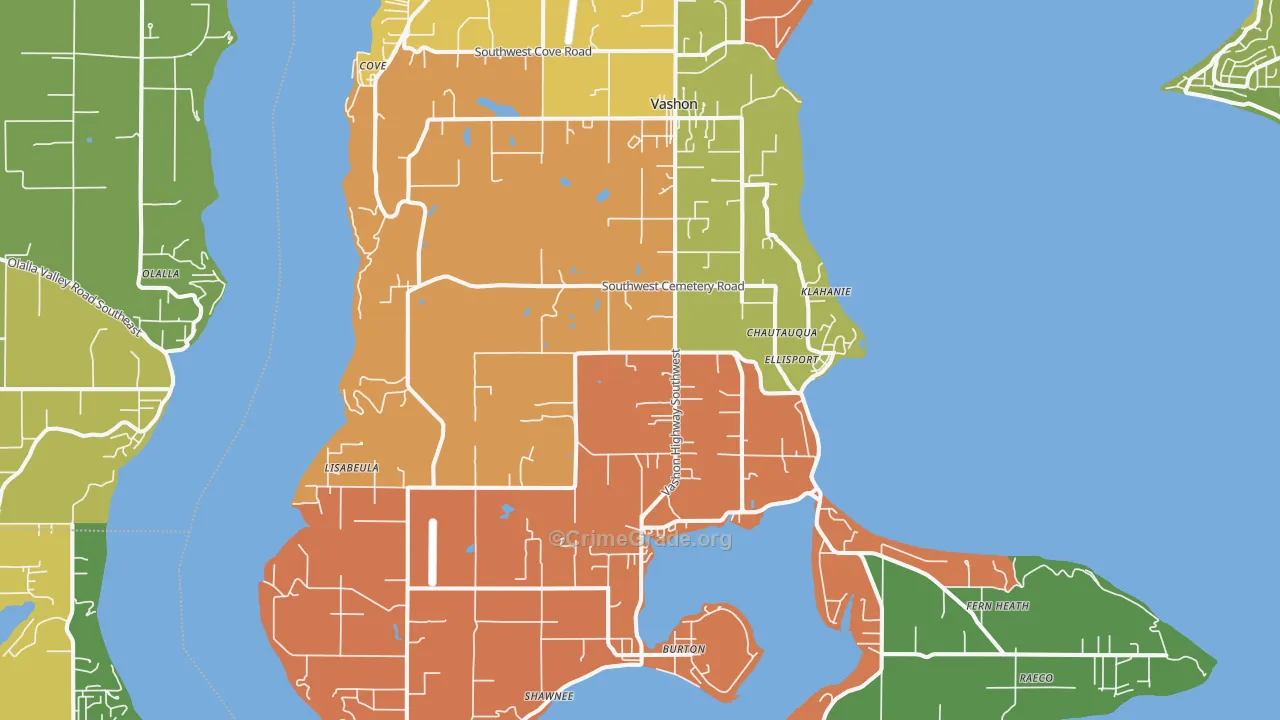 Vashon, WA Map of Assault Rates