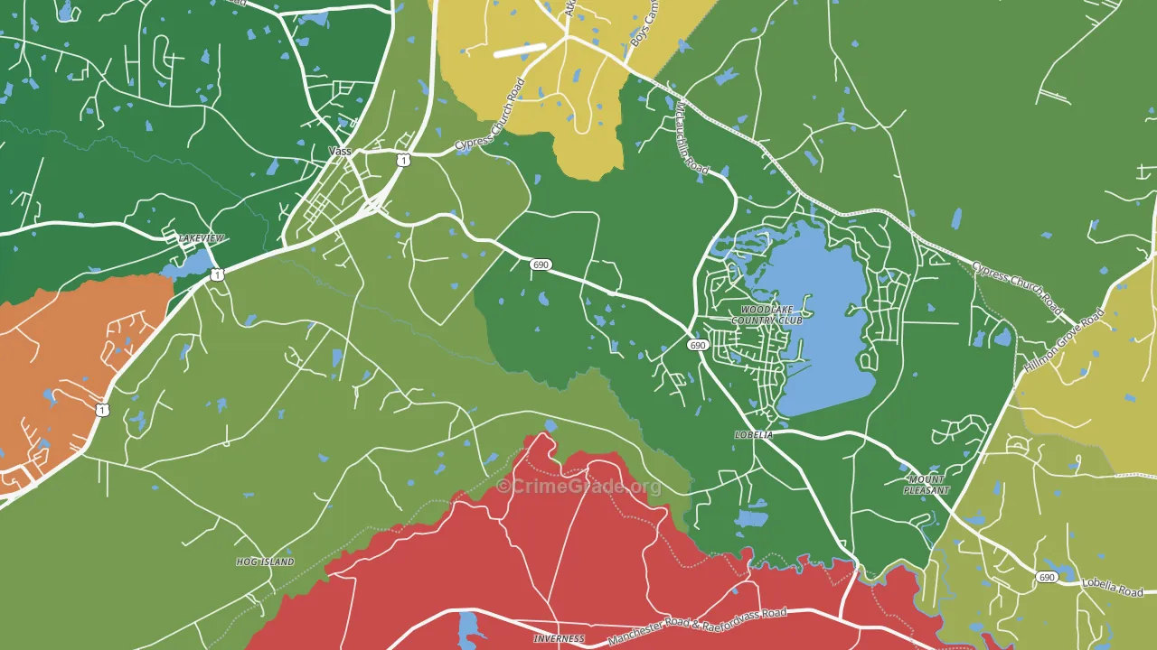 Vass, NC Map of Assault Rates