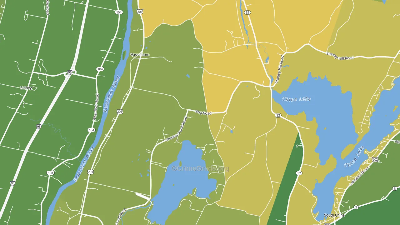 Vassalboro, ME Map of Assault Rates
