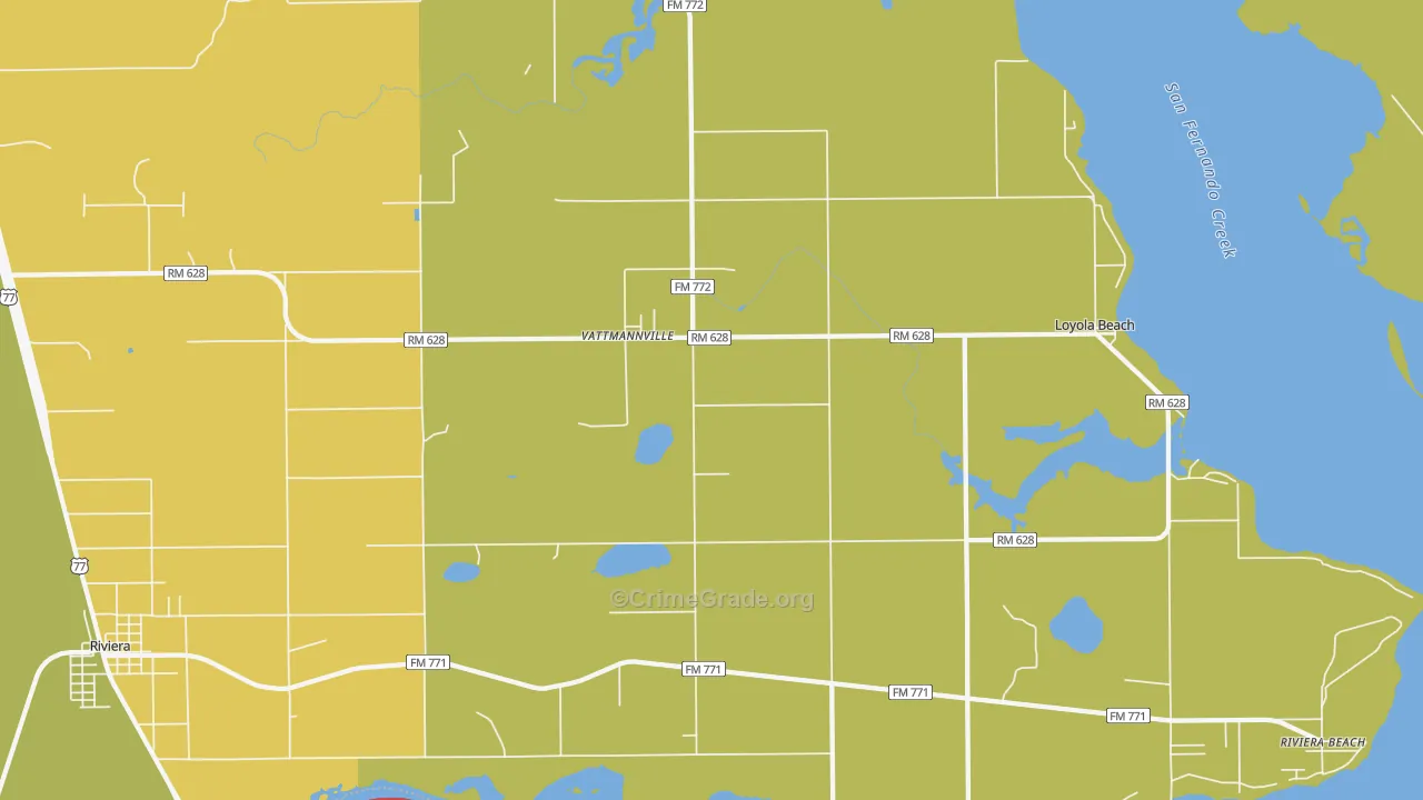 Vattmannville, TX Map of Assault Rates