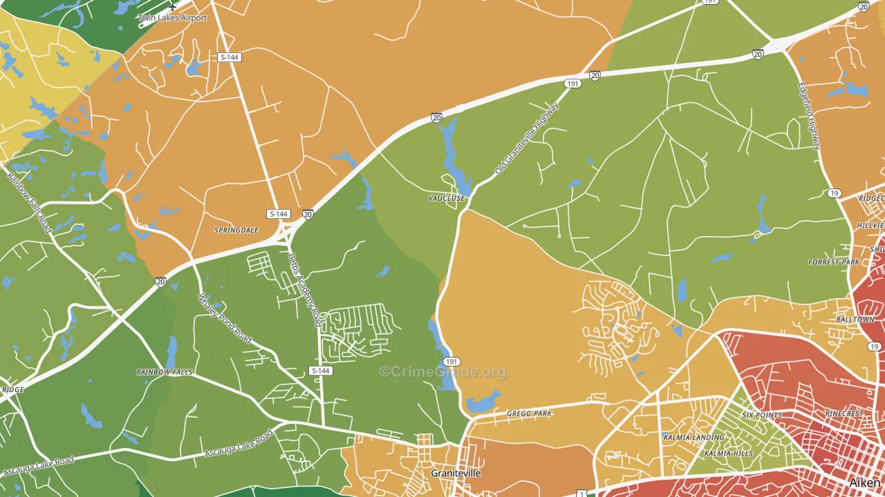 Vaucluse, SC Map of Assault Rates