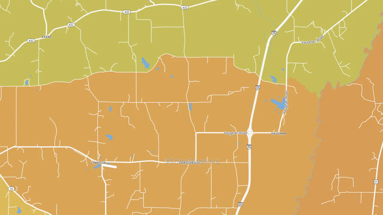 Vaughan, MS Map of Assault Rates