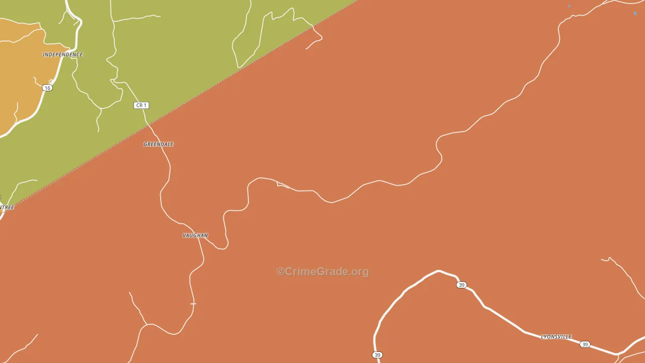 Vaughan, WV Map of Assault Rates